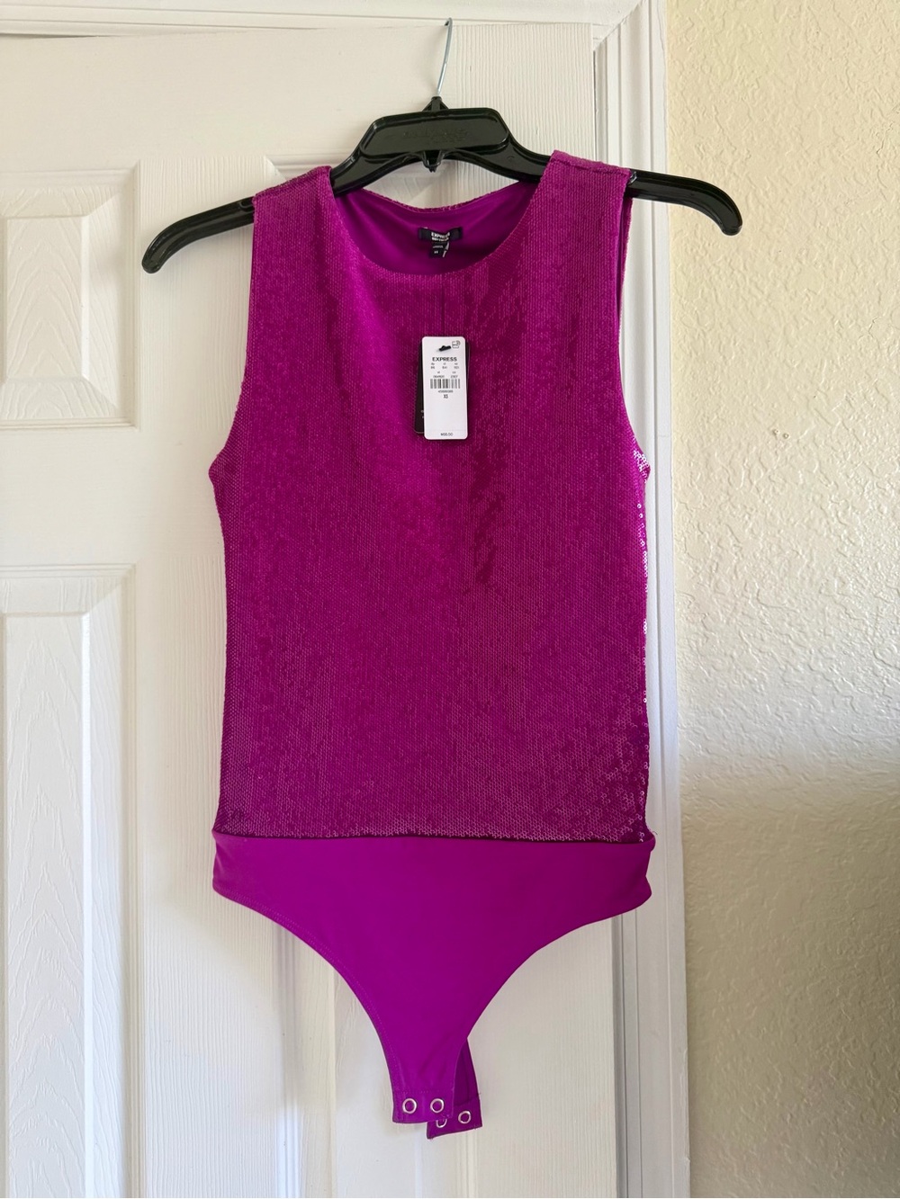 Express Magenta Sequin Bodysuit